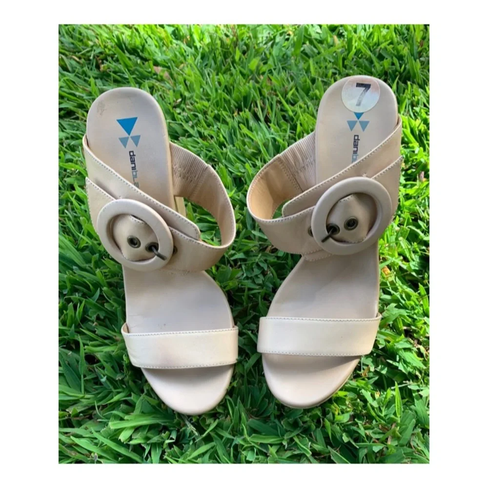 DaniBlack Sandals neutral nude wedge leather sandals Size 7